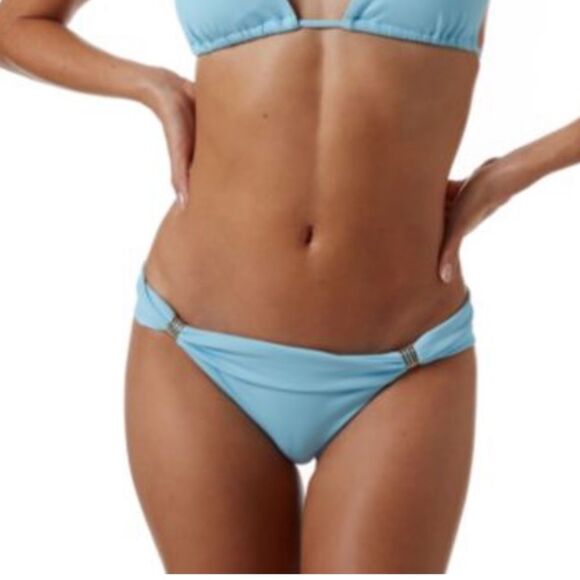 MELISSA ODABASH MADE in ITALY WOMEN’s BLUE RIBBED GRENADA BIKINI BOTTOM Sz-12 - Picture 1 of 8